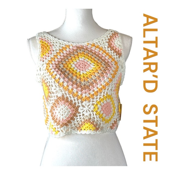 ALTAR’D STATE Crocheted Sweater Vest, Size M. - Picture 1 of 11
